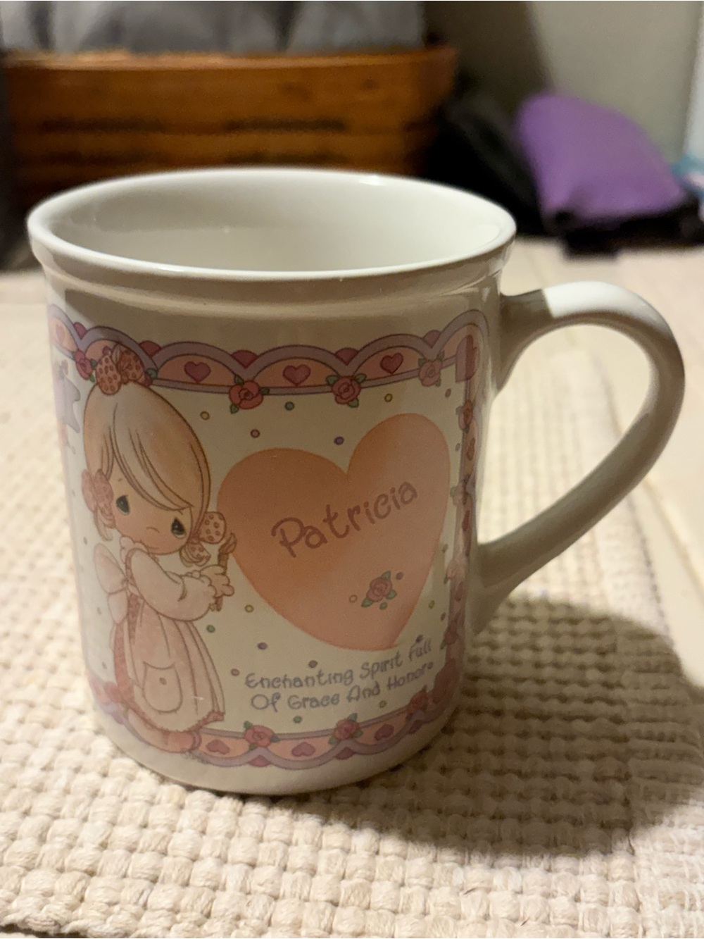Personalized Patricia Pink Heart Ceramic Mug - Precious Moments Style